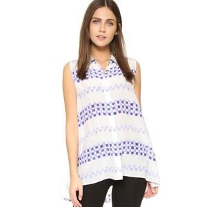 Equipment Milla 100% Silk Printed Sleeveless Button Down Top Size Small